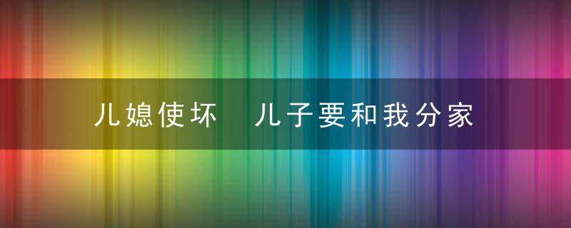 儿媳使坏 儿子要和我分家